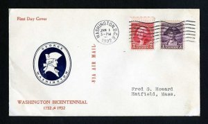 # 707-8 First Day Cover addressed with Aeroprint cachet dated 1-1-1932