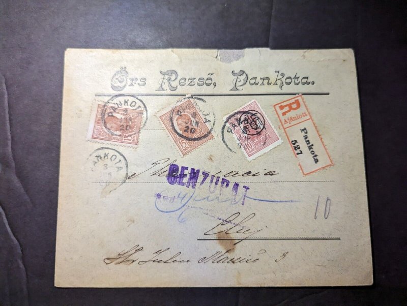 1920 Registered Romania Cover Pankota to Cluj