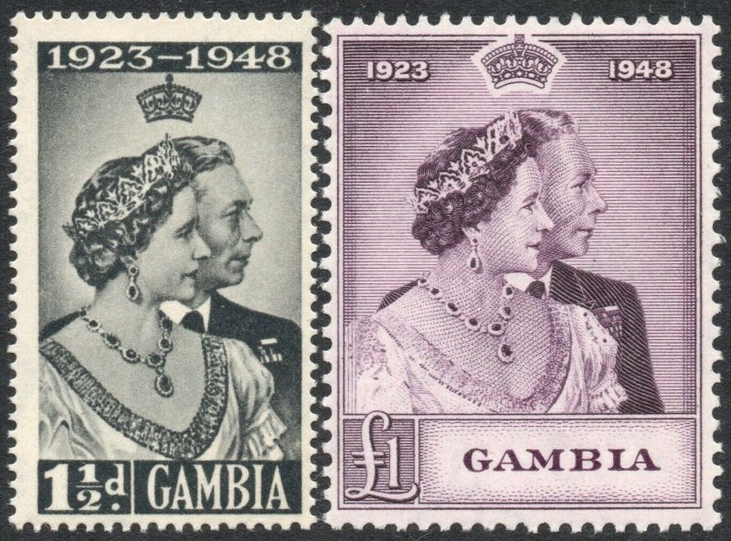 GAMBIA-1948 Royal Silver Wedding Set Sg 164-165 UNMOUNTED MINT V42952