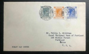 1938 Victoria Hong Kong First Day Cover FDC To Portland ME USA