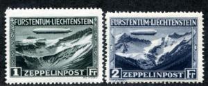 Liechtenstein C7-C8 Mint, Hinged airmail, zeppelin