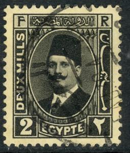 EGYPT 1927-37 2m Black Type I KING FUAD Portrait Issue Sc 129a VFU