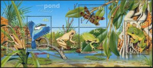 Australia 1790 af sheet,MNH. Pond fauna,1999.Frogs,Dragonfly,Scarlet kingfisher.