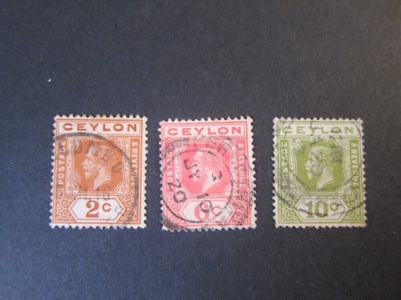 Ceylon 1912 Sc 201,202,204 FU