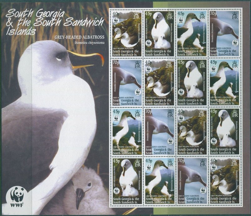 South Georgia 2003 SG353-356 Grey-headed Albatross sheet of 4 sets MNH