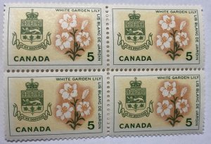 CANADA 1964-66 #419 Emblems & Coats of Arms - Block of 4 MNH