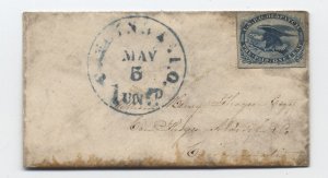 1850s Cincinnati OH 1 unpaid blue CDS eagle carrier LO2 [7036]