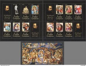 2011 Central Africa Art Paintings Michelangelo Buonarroti Bl+2Kb ** Ca1052