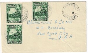 Grenada 1940's Hermitage cancel on cover to the U.S.