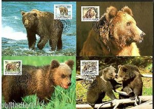 Yugoslvia 1988 WWF Brown Bears Ursus Wildlife Animals Sc 1880-3 Set of Max Cards