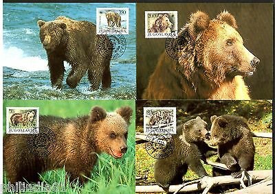Yugoslvia 1988 WWF Brown Bears Ursus Wildlife Animals Sc 1880-3 Set of Max Cards