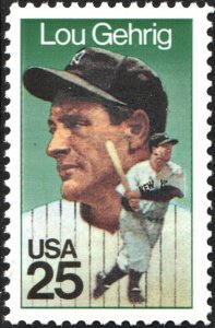 SC#2417 25¢ Lou Gehrig Single (1989) MNH