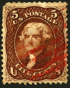 U.S. #75 USED RED CANCEL