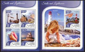 Solomon Islands 2017 Sea Shells and Lighthouses Sheet + S/S MNH