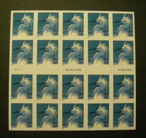 Scott 3830a, 37c Egret, Pane of 20, #P11111, MNH Beauty