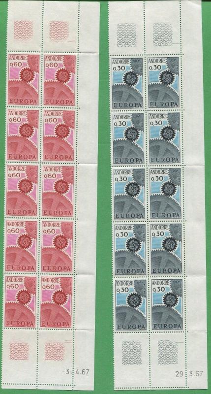 10 Sets of 1967 Andorra Stamps 174-175 Cat Value $108  Common Europa Issue