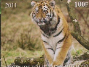 ​DJIBOUTI-2012- WORLD FAMOUS WILD ANIMALS- LIONS & TIGERS IMPERF-MNH-S/S VF