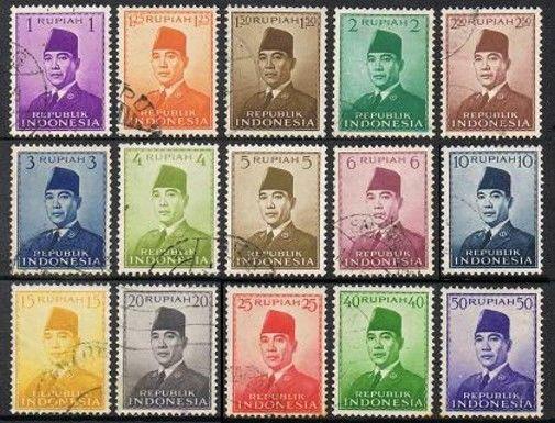 Indonesia 387-400,used.Michel 82-88,110-117. President Sukarno,1951-1953.