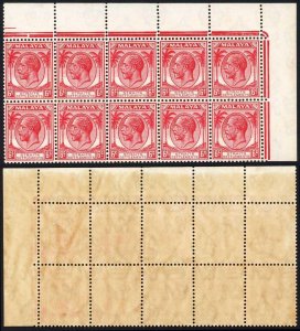 Straits Settlements SG264 6c Scarlet Corner Block of 10 U/M