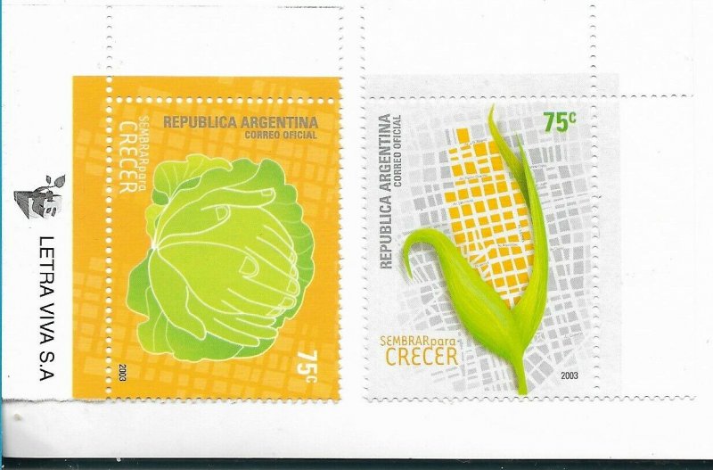 ARGENTINA 2003 AGRICULTURE FOOD DEVELOPMENT MAPS SEMBRAR PARA CRECER 2 VAL MNH 