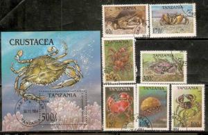 Tanzania 1994 Crabs Insect Reptiles Amphibians Sc 1295-1302 7v+M/s Cancelled ...