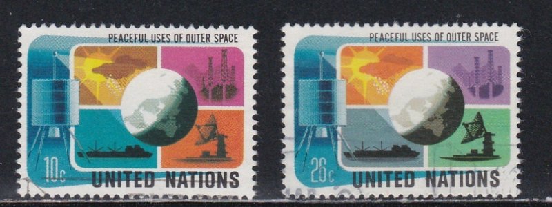 United Nations - New York # 256-257, Outer Space, Used, 1/3 Cat.