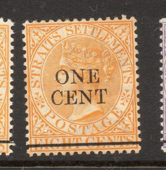 Malaya Straights Settlements 1892 Issue Fine Mint Hinged 1c. Surcharged 303202