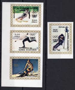 Equatorial Guinea 1976 Mi#822B/826B INNSBRUCK OLYMPICS Set (4) IMPERFORATED MNH