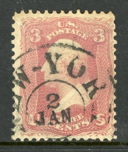 USA 1861 Washington 3¢ Rose Scott #65 VFU G195