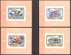 Ivory Coast 1983 Olympics Los Angeles 1984 Imperf. Mi.787/90B 4 S/S MNH