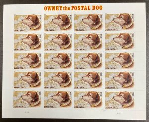 4547 Owney the Postal Dog Sheet of 20 Forever FV $12.60  2011