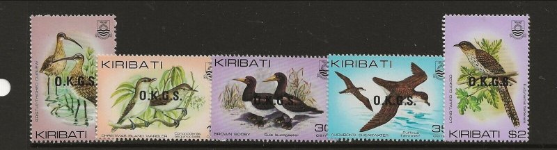 KIRIBATI Sc o16-20 NH OFFICIAL issue of 1983 - BIRDS. Sc$7+