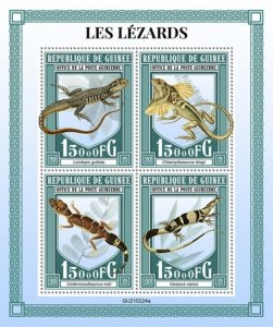 Guinea - 2021 Lizards, Frilled, Barking Gecko - 4 Stamp Sheet - GU210224a