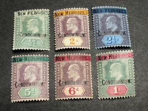 British New Hebrides Scott 1-6/SG 4-9 Mint OG Two Signed CV $213