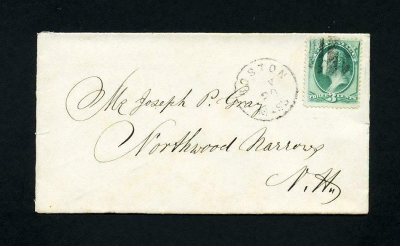 # 147 on cover from Boston, Mass. to Northwood Narrows, NH 5-20-1870's