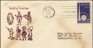 United States First Day Covers #853-108, 1939 3c New York's World Fair, Fairw...