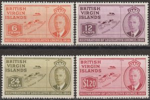 EDSROOM-17295 Virgin Islands 98-101 LH 1951 Complete George VI Maps