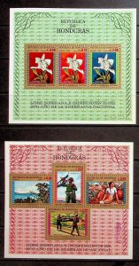 HONDURAS Sc C516a-19a NH 4 SOUVENIR SHEETS OF 1972 - ART - FLOWERS