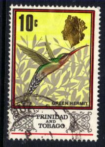 Trinidad & Tobago 1969 - 72 QE2 10ct Green Hermit SG 344 ( G1281 )