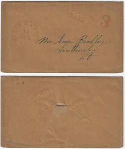Circa 1851 - Stampless Fairhaven, Connecticut - H1022
