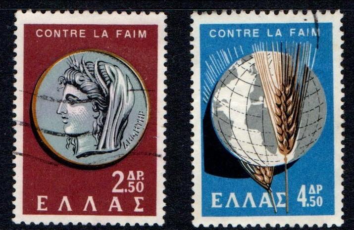 Greece 1963 Scott 743-44 Cmplt used fvf set scv $0.60 BIN $0.30