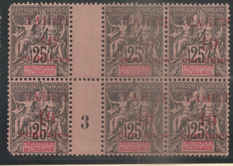 Tahiti #30 VF MNH PLATE BLOCK 6 GP - 1903 10c on 25c Peace and Commerce