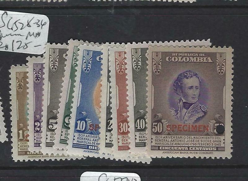 COLOMBIA  (PP2203B)   SC 528-536     SPECIMEN   MNH