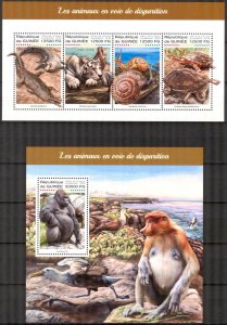 Guinea 2018 Endangered Animals Turtles Snails Tigers Gorilla sheet + S/S MNH