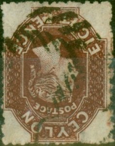 Ceylon 1867 8d Lake Brown SG68b Var 'Wmk Inverted' Fine Used Unlisted Scarce