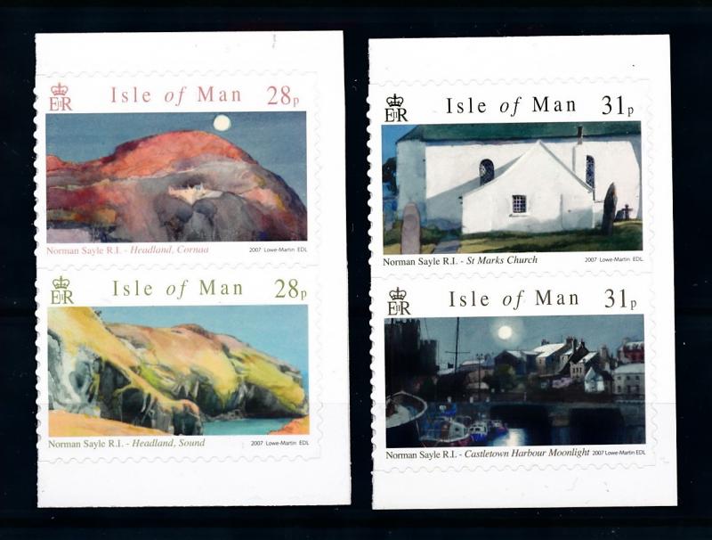 [72876] Isle of Man 2007 Paintings Norman Sayle Harbour Church Self Adh. MNH