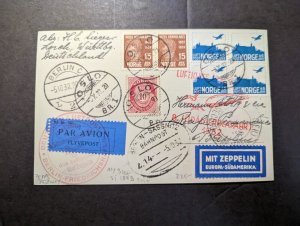 1932 Norway Graf Zeppelin RPPC Postcard Cover Oslo to Germany