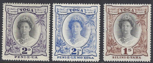 Tonga #75, 76 & 79 mint,  issued 1942