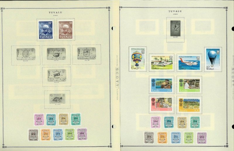 Tuvalu 1976-1991 M & First Day Cancelled Hinged on Scott Int. Pages Thru 1999