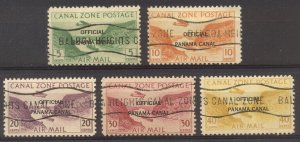 CANAL ZONE #CO8-12 Used - 1941 17mm Overprint Set